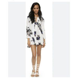 Free People 100% Rayon Dress white with floral print size small p